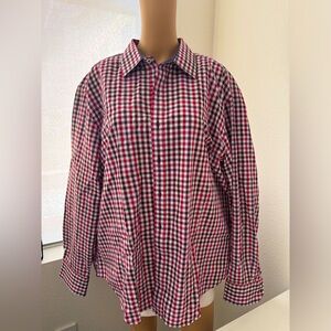 AUTH ROBERT GRAHAM BUSINESS CASUAL LONG SLEEVE PLAID RED SHIRT CLASSIC FIT 3XL